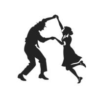 drawing ballerina and bale run in dance. Black silhouette of dancers. Illustration isolated on white background. vector