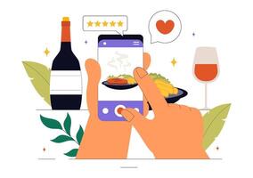 Illustration of a Blogger Taking Food Photos for a Review vector