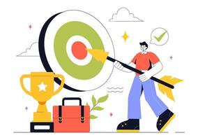 Startup Success Motivation with Business Innovation, Marketing Growth, and Target Achievement in a Flat Design vector