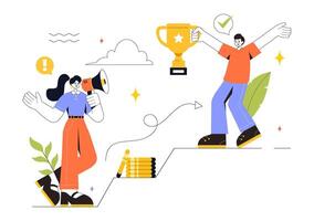 Startup Motivation Illustration with Business Growth, Innovation, and Success Target in Flat Style vector