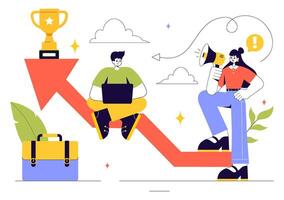 Flat Style Business Motivation Illustration with Fast Startup Growth, Success Goals, and Marketing Strategy vector