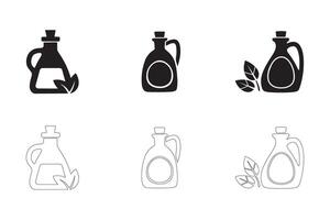 Oil Bottle Icons Simple Clean and Smooth Solid and Outline Styles vector