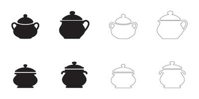 Sugar Container Icons Simple Clean and Smooth Solid and Outline Styles vector