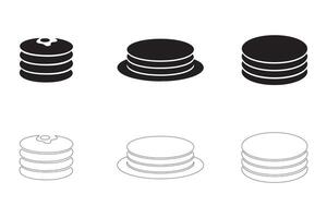 Pancake Icons Simple Clean and Smooth Solid and Outline Styles vector