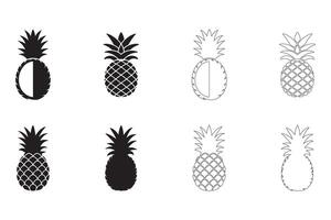 Pineapple Icons Simple Clean and Smooth Solid and Outline Styles vector