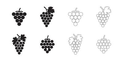 Grape Icons Clean and Minimal Solid and Outline Styles vector