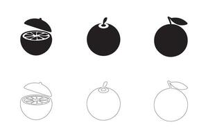 Orange Icons Collection Solid and Outline Styles in Black on White vector