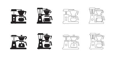 Coffee Maker Icons Simple Clean and Smooth Solid and Outline Styles vector