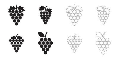 Grape Icons Simple Clean and Smooth Solid and Outline Styles vector