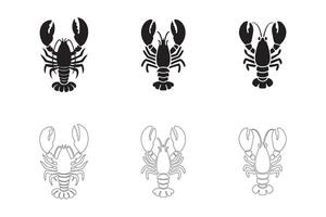 Lobster Icons Simple Clean and Smooth Solid and Outline Styles vector