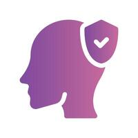 a purple silhouette of a head with a check mark vector