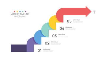 Infographics arrow symbol timeline business 5 steps to success template. vector