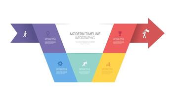 Infographics geometric arrow symbol timeline business steps to success template. illustration. vector