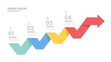 Infographics arrow symbol timeline 4 steps business to success template. illustration. vector