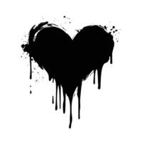 Black Heart with Paint Streaming Down on a White Canvas vector