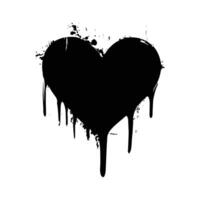 a black heart with a dripping paint on vector