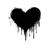 Black Heart with Leaking Paint Against a White Canvas vector