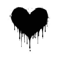 a black heart with dripping paint on a white background vector