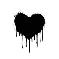 black heart with a dripping paint on it vector