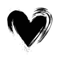 Black and white heart illustration created with a brushstroke effect vector