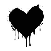 Black Heart with Flowing Paint on a White Surface vector