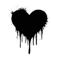 Black Heart with Glossy Ink Drips Against a White Background vector