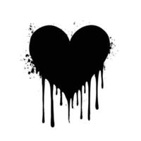 Black Heart with Smudging Paint on a White Backdrop vector