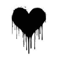 Black Heart with Melting Paint on a White Background vector
