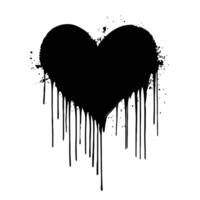 Black Heart with Trickling Paint on a White Background vector