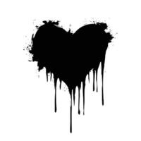 Black Heart with Paint Running Down on a White Backdrop vector