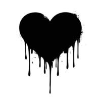 Dripping Black Ink Heart on a White Background vector