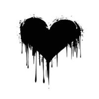 Black Heart with Dropping Paint on a White Background vector