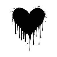 black heart with dripping paint on it vector