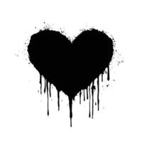 a black heart with paint dripping on it vector
