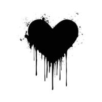 Black Heart with Splattered Paint on a White Surface vector