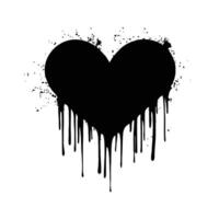 Black Heart with Running Paint on a White Surface vector