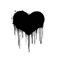 Black Heart with Softly Dripping Paint Against a White Canvas vector