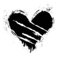 a black and white heart with a paint splatter vector