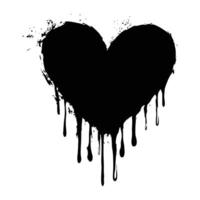 Black Heart with Seeping Paint on a White Surface vector