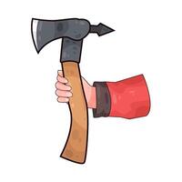 hand holding a sharp axe vector