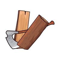 illustration of sharp ax splitting wood vector