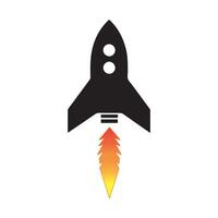 a rocket is flying into the air with a red flame vector