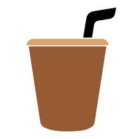 a brown paper cup with a straw and a straw vector