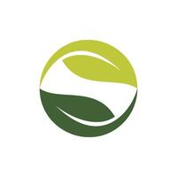 Circle Two Green Leaves Logo Template Illustration Design. EPS 10. vector