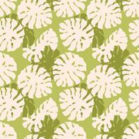 Monstera leaf seamless pattern, hand drawn botanical, spring and Summer time, green style, natural ornaments for textile, fabric, wallpaper, background. vector