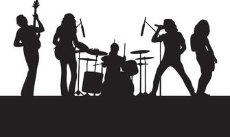 silhouettes of rock band musicians on a white background vector