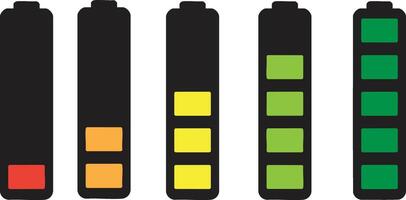 a set of four different colored battery indicators vector
