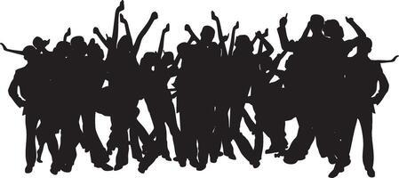 silhouette of a crowd of people with arms up vector