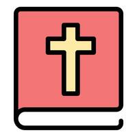 Bible Icon Sacred Scripture in Flat Line Color Style vector