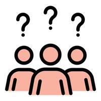 People Confusion Icon Uncertainty and Misunderstanding in Flat Line Color Style. vector